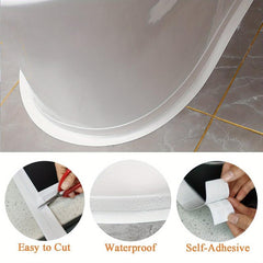 2pcs Sealing Tape Strips 1.5x126ft Self Adhesive Toilet Basin PVC