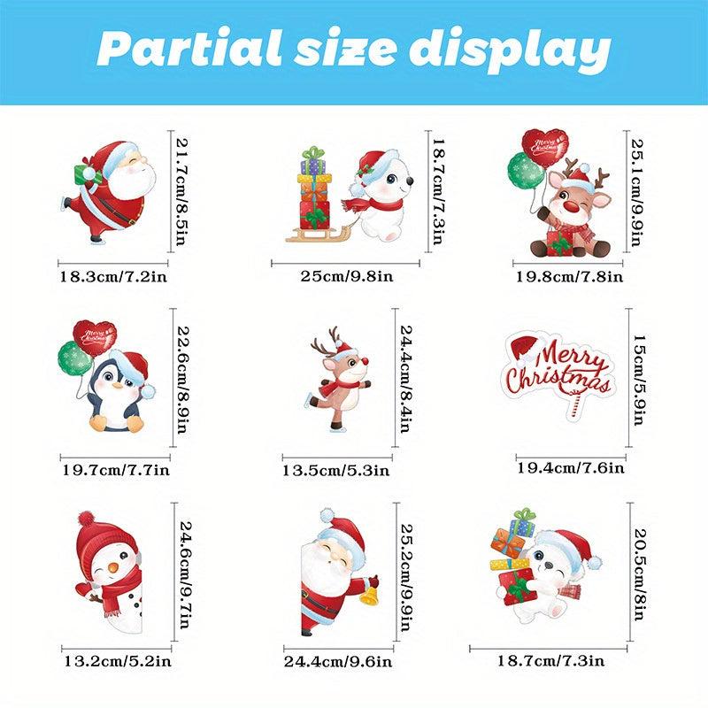 Christmas Window Sticker Santa Clause Snowman Pattern Decoration Sticker