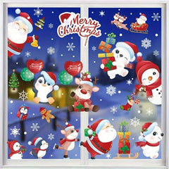 Christmas Window Sticker Santa Clause Snowman Pattern Decoration Sticker