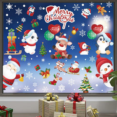 Christmas Window Sticker Santa Clause Snowman Pattern Decoration Sticker