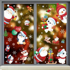 Christmas Window Sticker Santa Clause Snowman Pattern Decoration Sticker