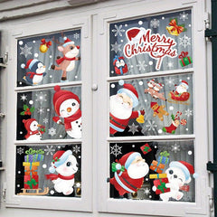 Christmas Window Sticker Santa Clause Snowman Pattern Decoration Sticker