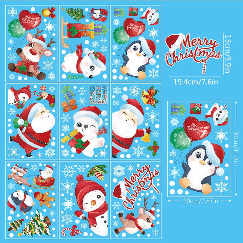 Christmas Window Sticker Santa Clause Snowman Pattern Decoration Sticker