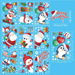 Christmas Window Sticker Santa Clause Snowman Pattern Decoration Sticker