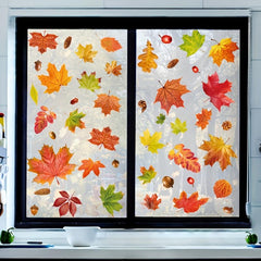 78pcs Maple Leaf Electrostatic Stickers Window Decoration Wall Stickers