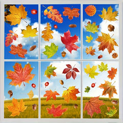 78pcs Maple Leaf Electrostatic Stickers Window Decoration Wall Stickers