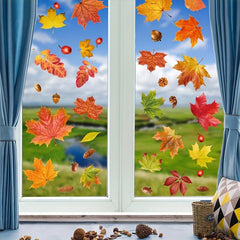 78pcs Maple Leaf Electrostatic Stickers Window Decoration Wall Stickers