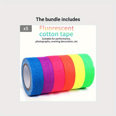 6pcs Neon Gaffer Cloth Tape Fluorescent UV Blacklight Glow In The Dark Tape