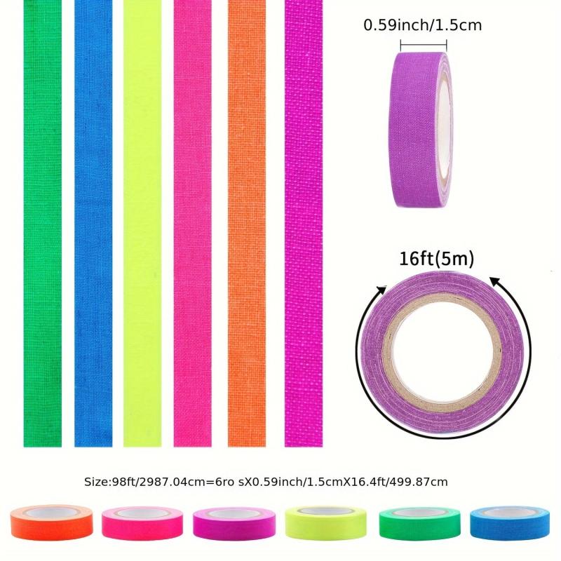 6pcs Neon Gaffer Cloth Tape Fluorescent UV Blacklight Glow In The Dark Tape