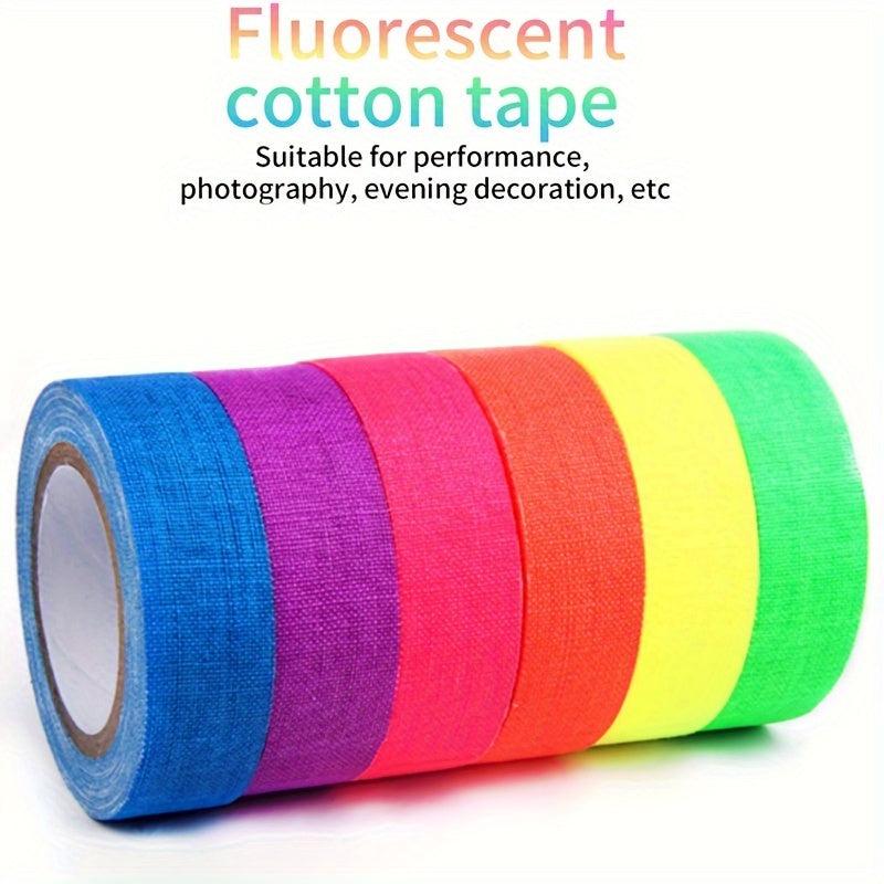 6pcs Neon Gaffer Cloth Tape Fluorescent UV Blacklight Glow In The Dark Tape