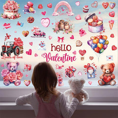 9pcs Cartoon Bear Love Window Clings Static Window Sticker Glass Sticker