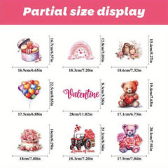 9pcs Cartoon Bear Love Window Clings Static Window Sticker Glass Sticker