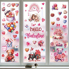 9pcs Cartoon Bear Love Window Clings Static Window Sticker Glass Sticker