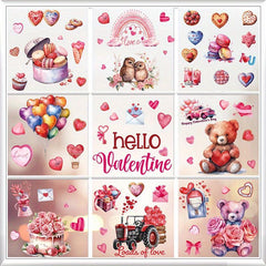 9pcs Cartoon Bear Love Window Clings Static Window Sticker Glass Sticker