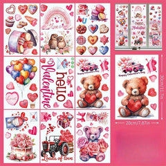 9pcs Cartoon Bear Love Window Clings Static Window Sticker Glass Sticker