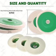 10pcs Angled Wool Polishing Wheel High Density Fine Wool Pad