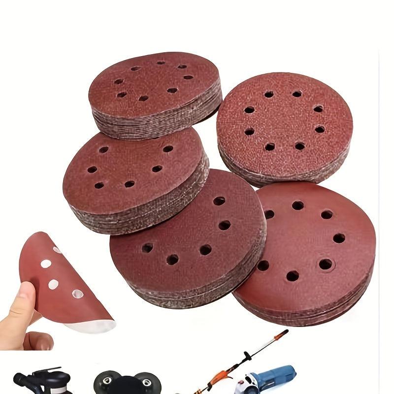 100pcs 125mm Sanding Discs 8 Hole Hook Loop Sandpaper 60-600 Grit Sanding Paper