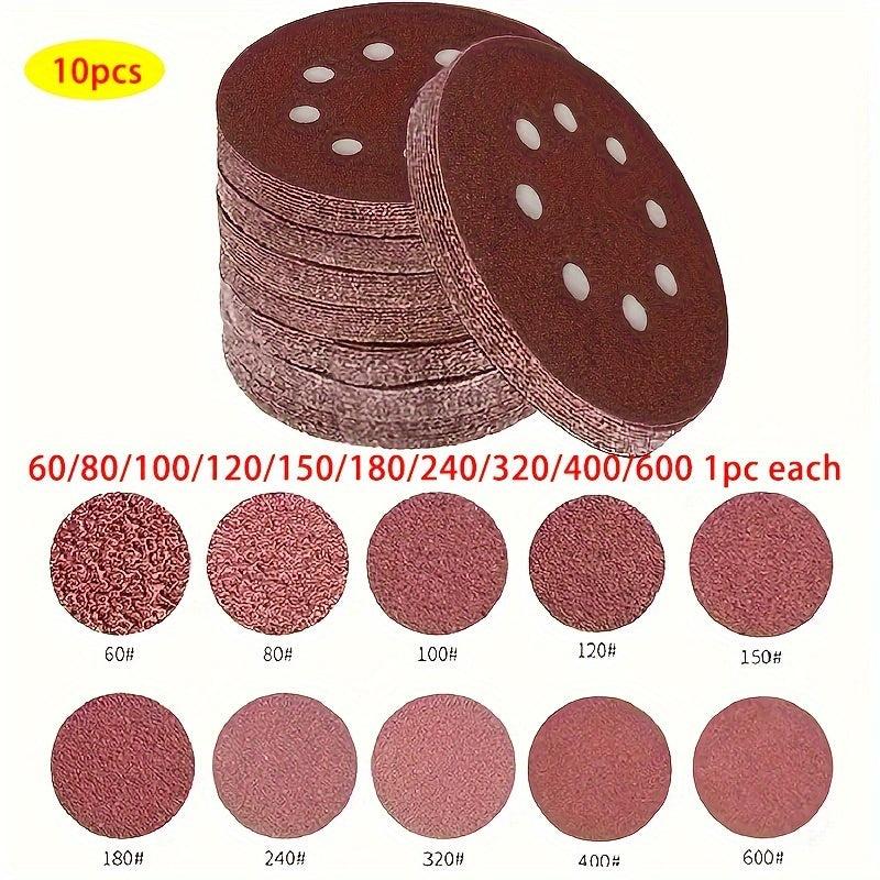 100pcs 125mm Sanding Discs 8 Hole Hook Loop Sandpaper 60-600 Grit Sanding Paper