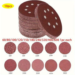 100pcs 125mm Sanding Discs 8 Hole Hook Loop Sandpaper 60-600 Grit Sanding Paper