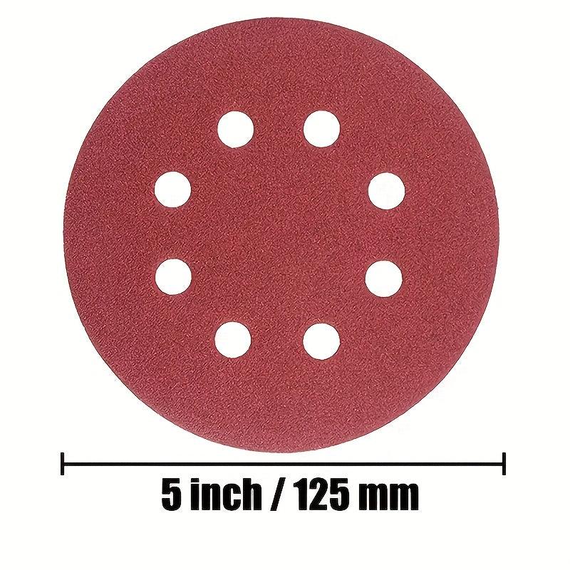 100pcs 125mm Sanding Discs 8 Hole Hook Loop Sandpaper 60-600 Grit Sanding Paper