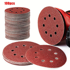 100pcs 125mm Sanding Discs 8 Hole Hook Loop Sandpaper 60-600 Grit Sanding Paper
