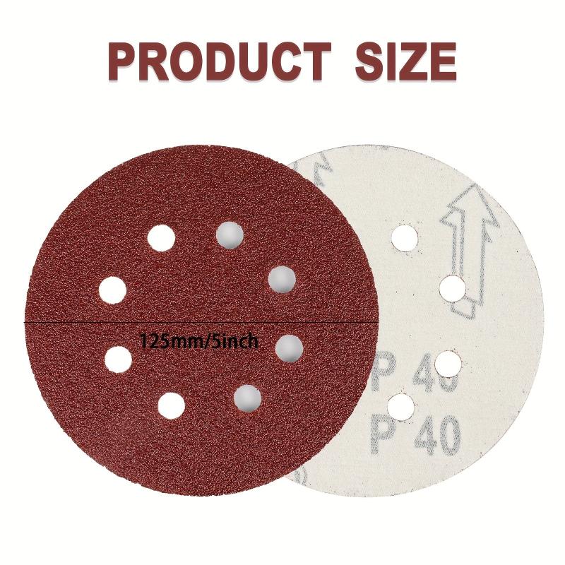 70pcs 5 Inch Sandpaper Disc Set 40-2000 Grit 8 Hole Orbital Sand