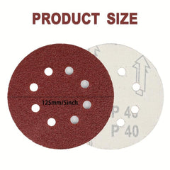 70pcs 5 Inch Sandpaper Disc Set 40-2000 Grit 8 Hole Orbital Sand