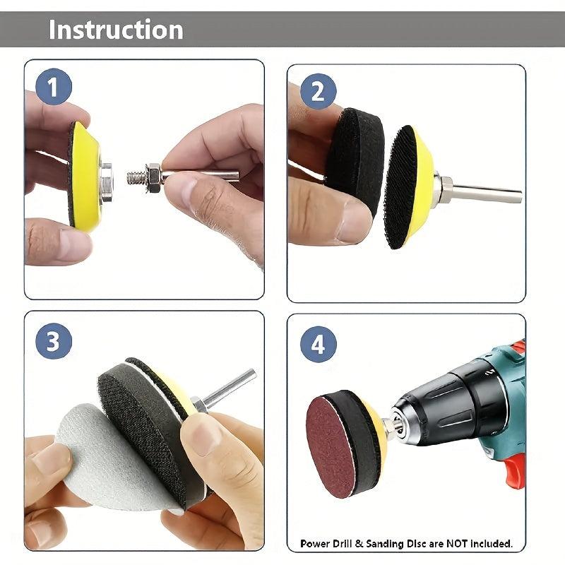 4pcs 2 Hook And Loop Sanding Backing Pads Soft Foam Layer & Shank Adapter