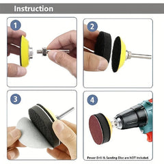 4pcs 2 Hook And Loop Sanding Backing Pads Soft Foam Layer & Shank Adapter