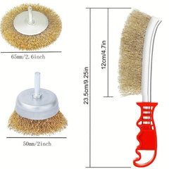 3pcs Brass Wire Wheel Brush Kit For Drill Soft Enough for Cleaning