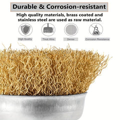 3pcs Brass Wire Wheel Brush Kit For Drill Soft Enough for Cleaning