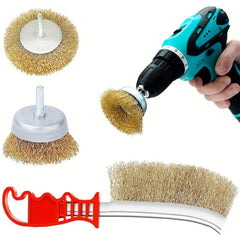 3pcs Brass Wire Wheel Brush Kit For Drill Soft Enough for Cleaning
