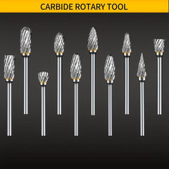 10pcs 2.54 20 Tungsten Carbide Steel Double Cut Rotary Burrs Set For Rotary Tool