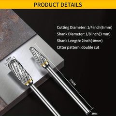 10pcs 2.54 20 Tungsten Carbide Steel Double Cut Rotary Burrs Set For Rotary Tool