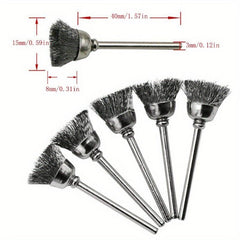 15pc Steel Wire Abrasive Brush Wheel Set for Rust Removal Paintin