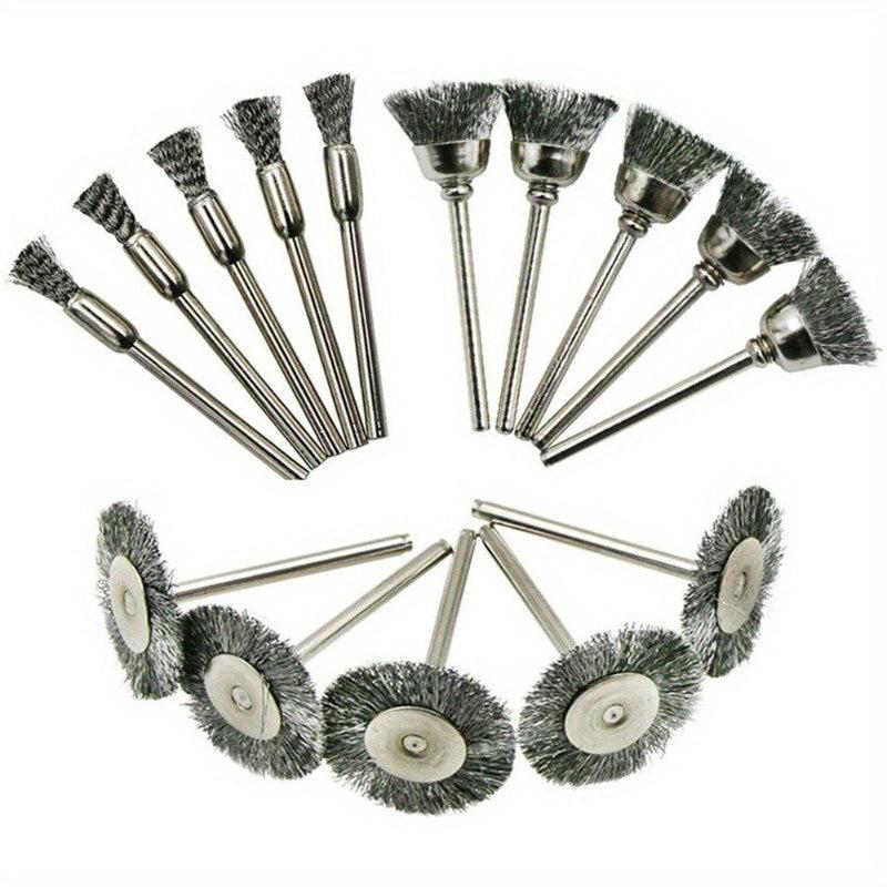 15pc Steel Wire Abrasive Brush Wheel Set for Rust Removal Paintin