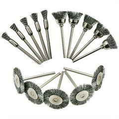 15pc Steel Wire Abrasive Brush Wheel Set for Rust Removal Paintin