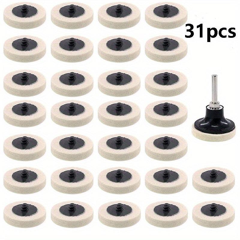31pcs 5.08cm Wool Fabric Buffing Pads with Holder