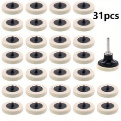 31pcs 5.08cm Wool Fabric Buffing Pads with Holder