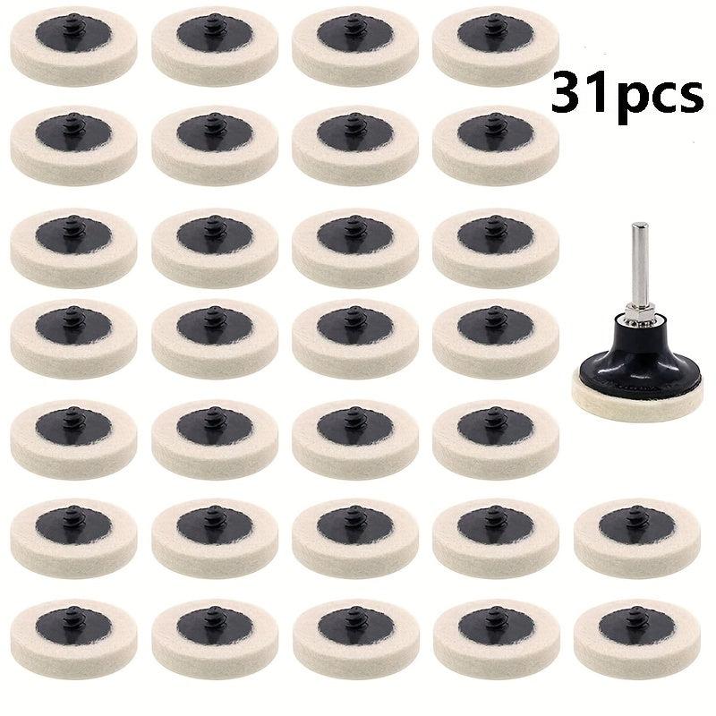 31pcs 5.08cm Wool Fabric Buffing Pads with Holder