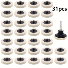 31pcs 5.08cm Wool Fabric Buffing Pads with Holder