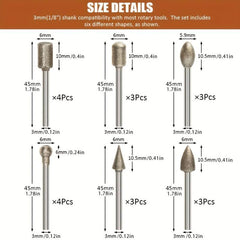 20pcs Diamond Drill Grinding Bit Set Stone Carving Rotary Tools Polishing Kits