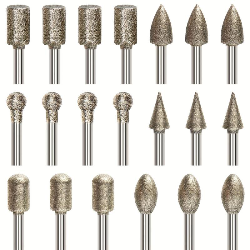 20pcs Diamond Drill Grinding Bit Set Stone Carving Rotary Tools Polishing Kits