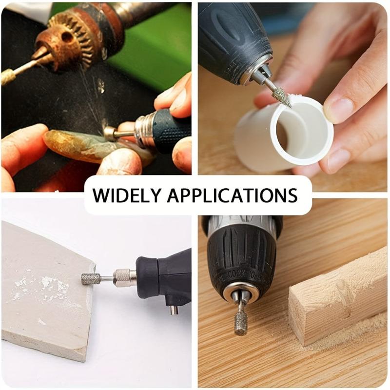 20pcs Diamond Grinding Burr Drill Bit Set with 2.54, 2.0, and 3.2cm Shank