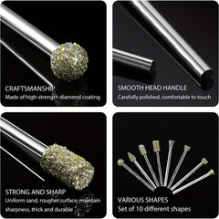 20pcs Diamond Grinding Burr Drill Bit Set with 2.54, 2.0, and 3.2cm Shank
