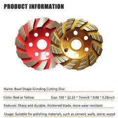 Wood Carving Disc Diamond Grinding Wheel Disc Bowl Shape Grinding Cup Concrete