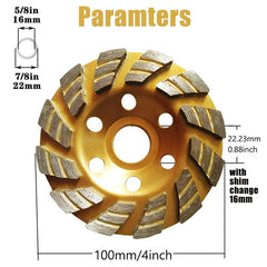 Wood Carving Disc Diamond Grinding Wheel Disc Bowl Shape Grinding Cup Concrete