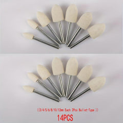 14-Piece Wool Felt Mounted Spindle Polishing Wheel Set for Watches Jewelry