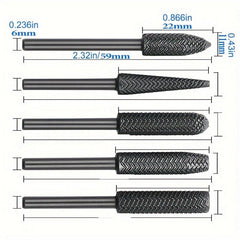 5pcs Rotary Steel File Rasp Wood Drill Bits Burrs Metal Grinding Tool