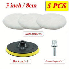5pcs Car Paint Care Kit Polishing Pads Waxing Sponge Wool Wheels